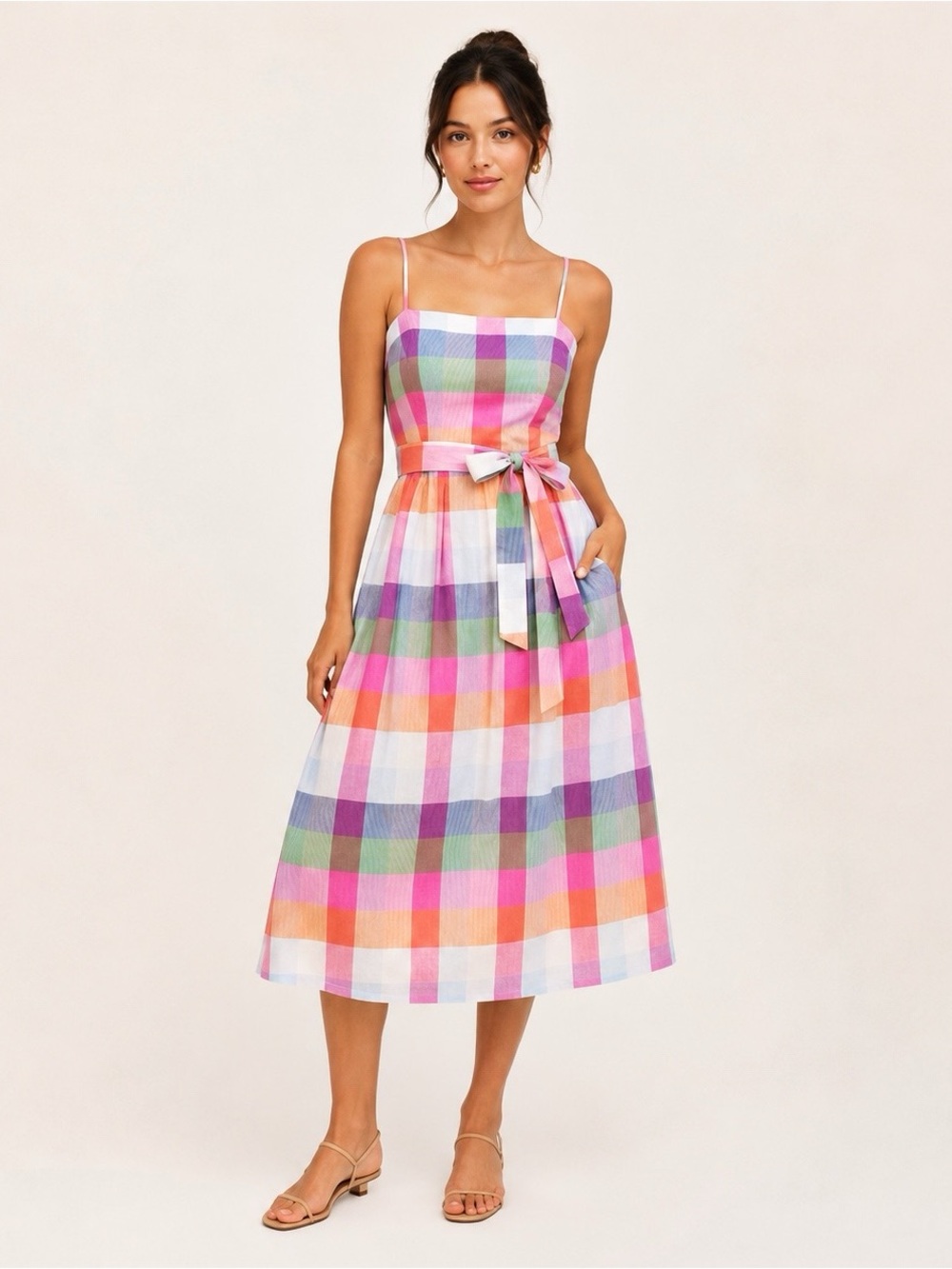 NWT Kate Spade x Target Plaid Midi Dress Belt Pockets XS